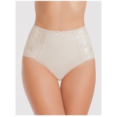 Vis-a-Vis Трусы слипы макси высокой посадки с кружевом, размер L, beige