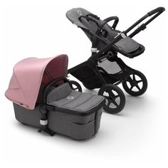 Универсальная коляска Bugaboo Fox 2 complete (2 в 1), black/grey melange/soft pink, цвет шасси: черный