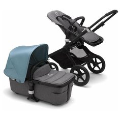 Универсальная коляска Bugaboo Fox 2 complete (2 в 1), black/grey melange/vapor blue, цвет шасси: черный