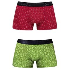 Salvador Dali Набор трусов боксеры с мелким узором из бумерангов, 2 шт., размер XXXL, красный/зеленый
