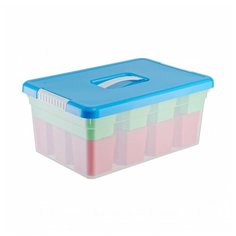 FunBox Ящик для хранения KIDS BOX 10л, 12 вставок оранжевых, 2 лотка зеленых