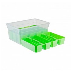 FunBox Ящик органайзер Basic 10л 12 вставок S + 2 лотка S, зеленый