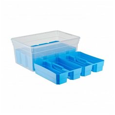 FunBox Ящик органайзер Standart 10л 12 вставок S + 2 лотка S, голубой