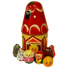 Русская народная игрушка Пальчиковый театр в домике Колобок (Р-45/775)