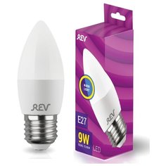 Лампочка светодиодная свеча Е27 9W 2700K теплый свет REV 32412 6