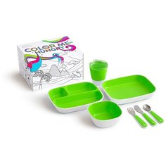 Munchkin набор посуды 3 миски, стаканчик, столовые приборы зеленый