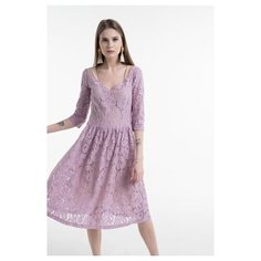 Кружевное платье ниже колен La Vida Rica D71010 женское Цвет Фиолетовый Однотонный р-р 44