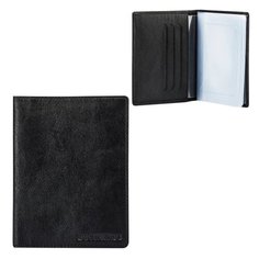 Бумажник водителя FABULA "Estet", натуральная кожа, тиснение, 6 пластиковых карманов, черный, BV.36.MN