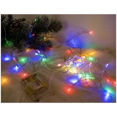 Гирлянда ЦВЕТНЫЕ КАПЕЛЬКИ, 50 цветных LED-огней, 5+0.3 м, провод прозрачный, батарейки, Koopman International AXS000760