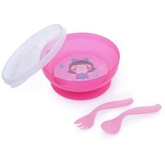 Тарелка Canpol Babies на присоске с крышкой (21/300), розовый