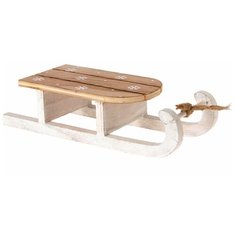 Ёлочная игрушка САНКИ СО СНЕЖИНКАМИ, дерево, бежевые, 21.5 см, Koopman International DH8005190-бежевые