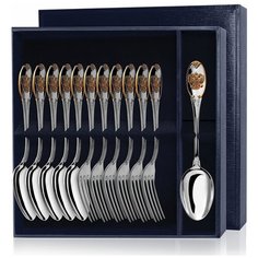 АргентА Набор столовый "Единство" (12 предметов ложки + вилки) с позолотой