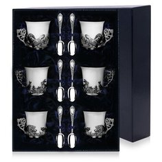 АргентА Набор чашек кофейных "Охотничьи" с ложками (12 предметов)