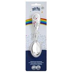 Ложка детская тактильная "Ангел" с розовой эмалью в блистере Кольчугинский мельхиор