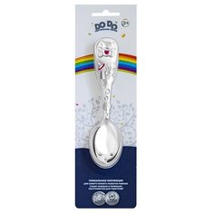 Ложка детская тактильная "Мишка" с розовой эмалью в блистере Кольчугинский мельхиор