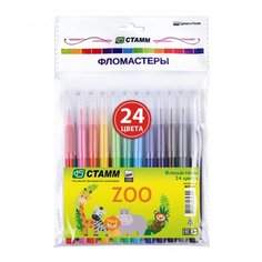 Стамм ФЛ536 Фломастеры в подвесе 24цв. ZOO