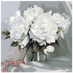 Пионы в стекляной вазе Раскраска по номерам на холсте Живопись по номерам Z-AB23 40х40