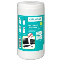 Салфетки чистящие влажные OfficeClean, универсальные, антибактериальные, в тубе, 100шт.
