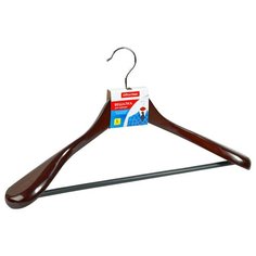 Вешалка-плечики OfficeClean, деревянная, анатомическая, антискользящаяя перекладина, 45 см, цвет вишня