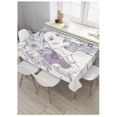 Скатерть прямоугольная "Цветочная прическа" из сатена, 180x145 см Joy Arty