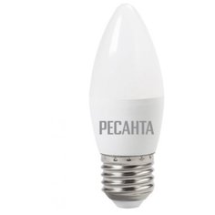 Лампа светодиодная LL-R-C37-6W-230-4K-E27 (свеча, 6Вт, нейтр., Е27) Ресанта, арт. 76/1/10, 1 уп. (в упаковке 10 шт.)