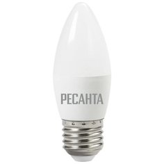 Лампа светодиодная LL-R-C37-6W-230-3K-E27 (свеча, 6Вт, тепл., Е27) Ресанта, арт. 76/1/9, 10 шт