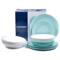 Столовый сервиз Luminarc Diwali P5912, 6 персон, 18 предм., Light turquoise and white