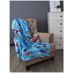 Плед TexRepublic Absolute flannel Машинки Фланель 110*140 Голубой