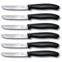 Набор из 6 столовых ножей Victorinox SwissClassic, чёрная рукоять