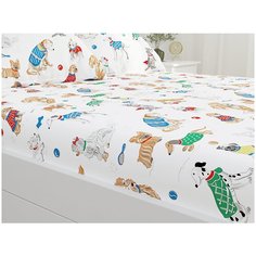 Простынь на резинке Сказка "Dogs on white" 120х200 см