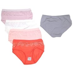 Donella Набор трусов слипы высокой посадки с кружевом, 5 шт., размер 3XL, микс