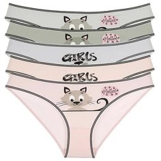 Donella Набор трусов слипы с принтом и надписью, 5 шт., размер S, микс