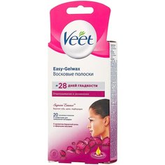 Veet Восковые полоски Easy Gelwax SupremEssence с ароматом бархатной розы и эфирными маслами для лица 20 шт.