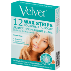 Velvet Восковые полоски Деликатное удаление волос 12 шт.