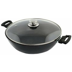 Сотейник Kukmara Традиция с308а, 30 см, с крышкой, съемная ручка, черный