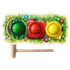 Стучалка Woodland Фрукты 3 отверстия 115209 желтый/зеленый/красный
