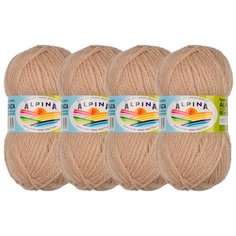 Пряжа Alpina Alpaca Trenza однотонная, 90 % альпака, 10 % полиамид, 50 г, 150 м, 4 шт., №05 св.бежевый