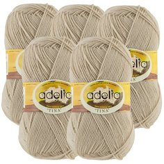 Пряжа Adelia Tina, 100 % акрил, 100 г, 308 м, 5 шт., №135 песочный