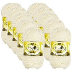 Пряжа Adelia Casual, 72 % хлопок, 28 % акрил, 50 г, 130 м, 10 шт., №02 белый