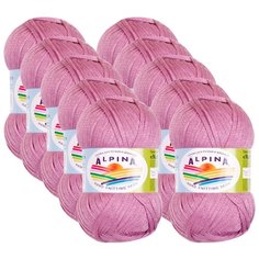 Пряжа Alpina Nori, 44 % хлопок, 56 % акрил, 50 г, 100 м, 10 шт., №08 сиреневый