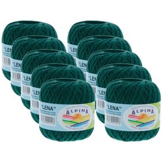 Пряжа Alpina Lena, 100 % хлопок, 50 г, 280 м, 10 шт., №65 зелёный