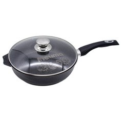 Сковорода Мечта Гранит С24, 24 см, с крышкой, гранит black