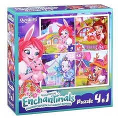 Набор пазлов Origami Энчантималс Уютный дом 4 в 1 (3998)