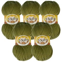 Пряжа Adelia Lucas, 70 % шерсть, 30 % акрил, 100 г, 218 м, 5 шт., №21 оливковый