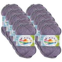 Пряжа Alpina Nori, 44 % хлопок, 56 % акрил, 50 г, 100 м, 10 шт., №10 серый