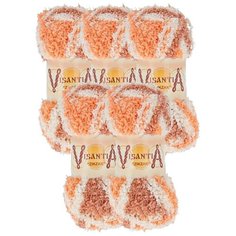 Пряжа Visantia Zikzak секционного крашения, 100 % полиэстер, 100 г, 100 м, 5 шт., №3100 бежевый-св.коричневый-оранжевый
