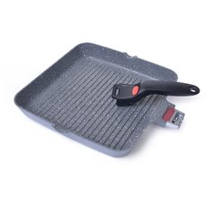 Сковорода-гриль Fissman La granite 4628, 28x28 см, съемная ручка, серый