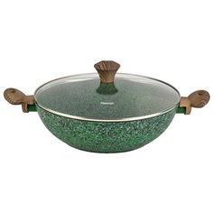 Сковорода-вок Fissman Malachite 4309, 30 см, с крышкой, зеленый
