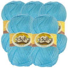 Пряжа Adelia Tina, 100 % акрил, 100 г, 308 м, 5 шт., №049 св.бирюза