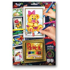 Danko Toys Раскраска по номерам. Pencil by numbers. Медвежонок